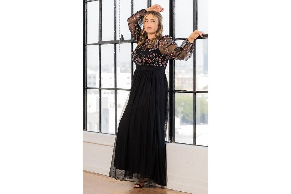 Kiyonna Plus Eternal Embroidered Bodice Evening Gown