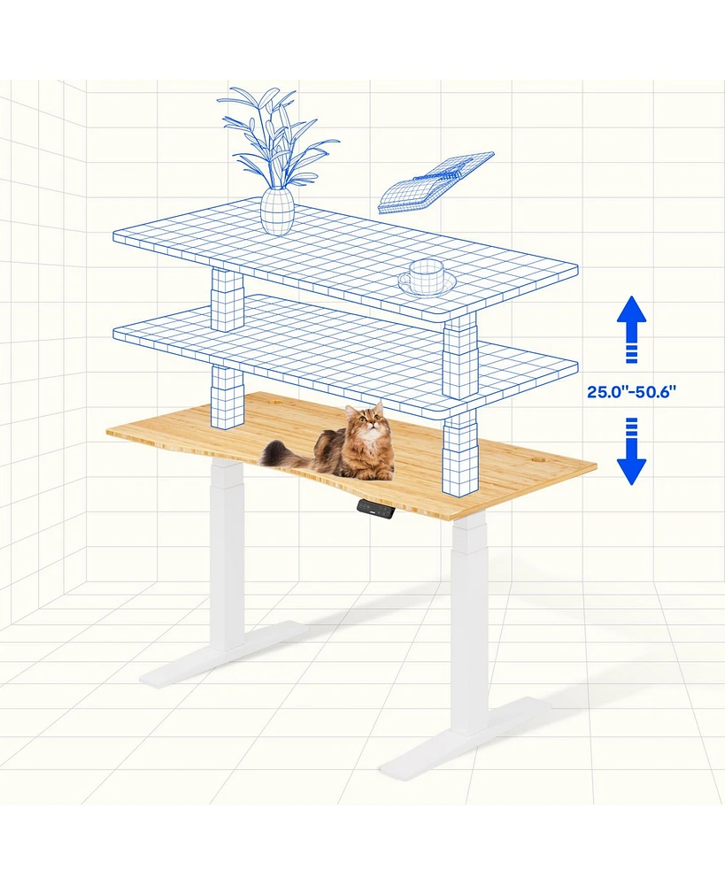 Flexispot E7-commercial W Electric Adjustable Standing Desk, Curved Bamboo Top