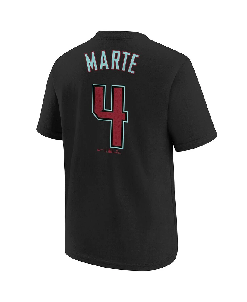 Big Boys Nike Ketel Marte Black Arizona Diamondbacks 2024 Fuse Name and Number T-shirt