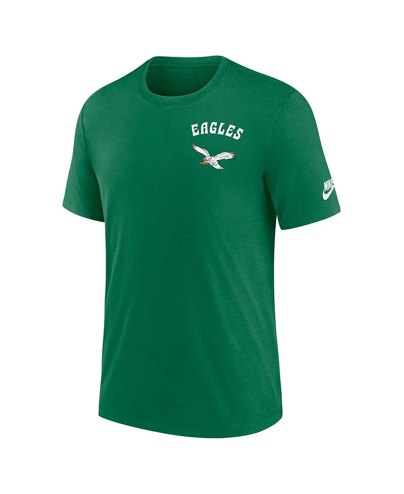 Nike Men's Kelly Green Philadelphia Eagles Rewind Team Excite 2-Hit Tri-Blend T-Shirt