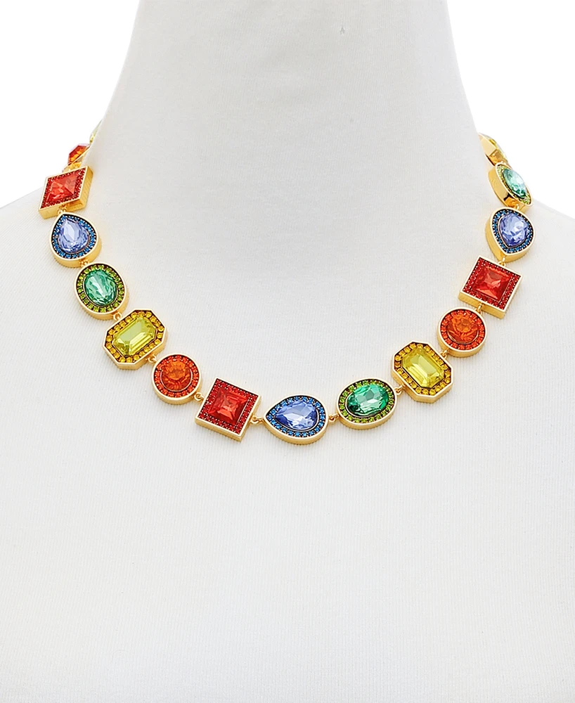Guess Gold-Tone Rainbow Rhinestone Collar Necklace, 18" + 2" extender