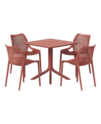 5-Piece Resin Square Patio Dining Table Set with Stackable Patio Dining Chairs