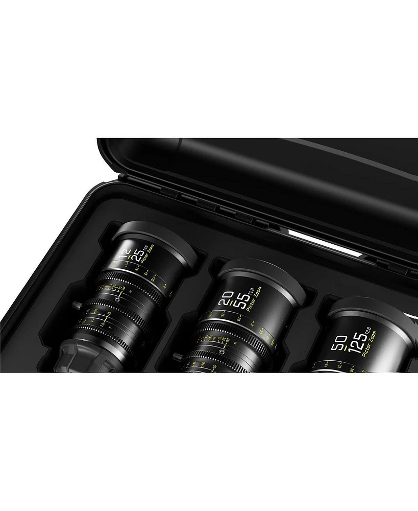 Dzofilm Pictor Zoom 12-25/20-55/50-125mm T2.8 Parfocal Cine 3-Lens Kit for Pl Mount and Canon Ef, Black