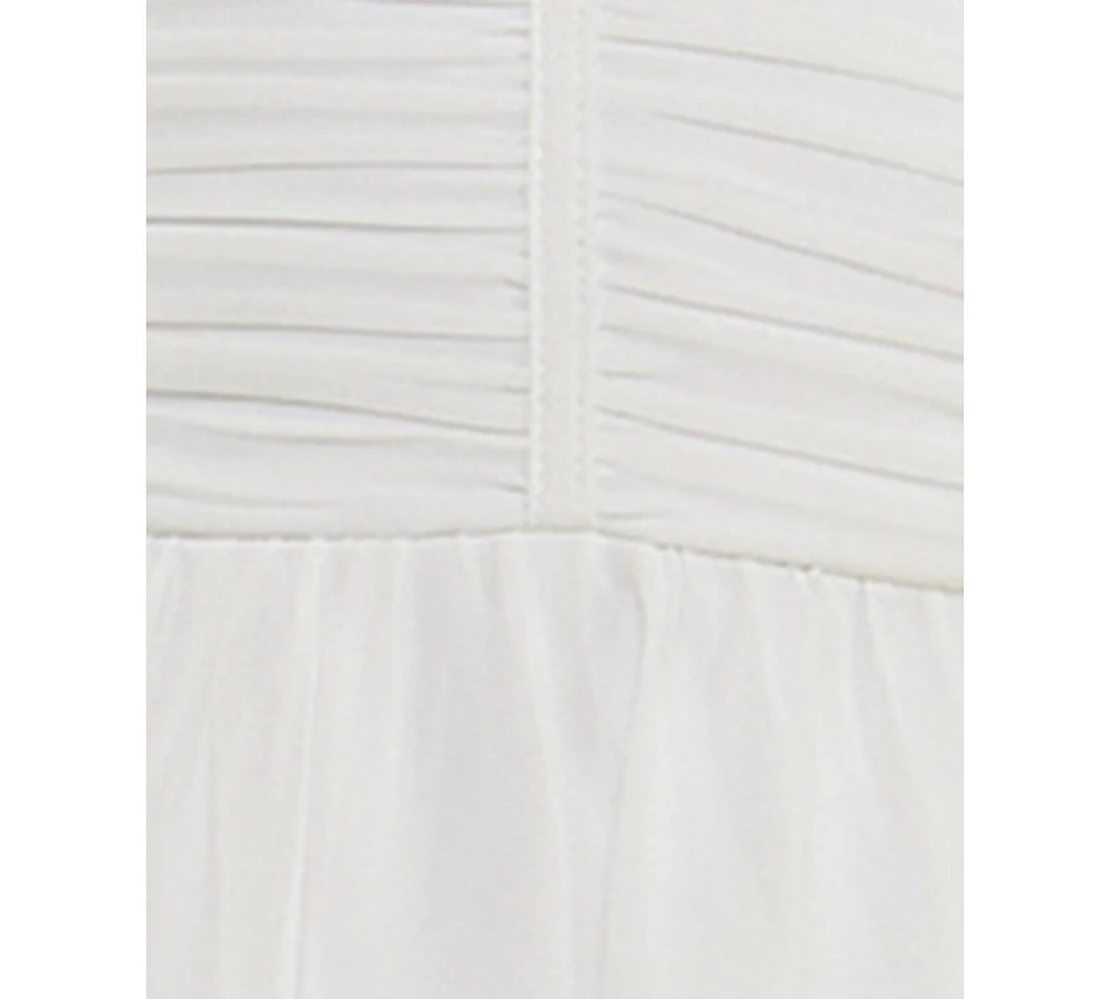 City Studios Juniors' Embellished-Strap Chiffon Fit & Flare Dress