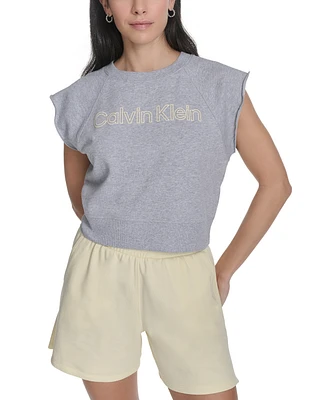 Calvin Klein Performance Women's Sleeveless Puff-Logo Cropped Top