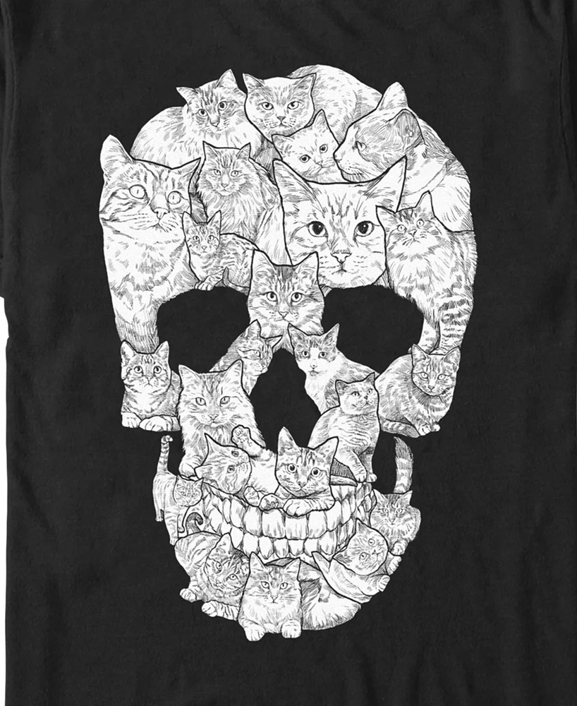 Design By Humans Men's Sketchy Cat Skull Short Sleeve T-Shirt