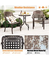 4pcs Patio Cast Aluminum Armrest Chairs Dining Stackable Outdoor White