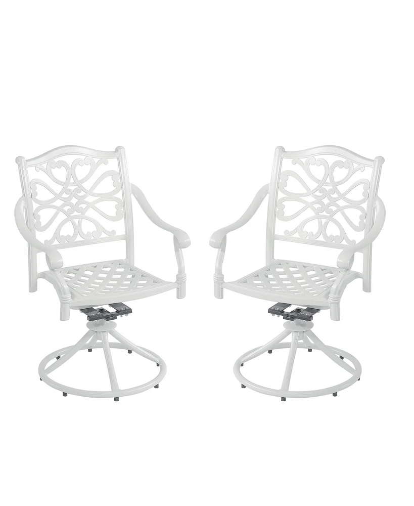 Patio Dinning Swivel Chair Set of 2 Outdoor Swivel Rocker Patio Chairs Bistro Chairs Outdoor Dining Chairs, White