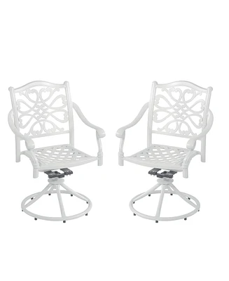 Patio Dinning Swivel Chair Set of 2 Outdoor Swivel Rocker Patio Chairs Bistro Chairs Outdoor Dining Chairs, White