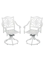Patio Dinning Swivel Chair Set of 2 Outdoor Swivel Rocker Patio Chairs Bistro Chairs Outdoor Dining Chairs, White