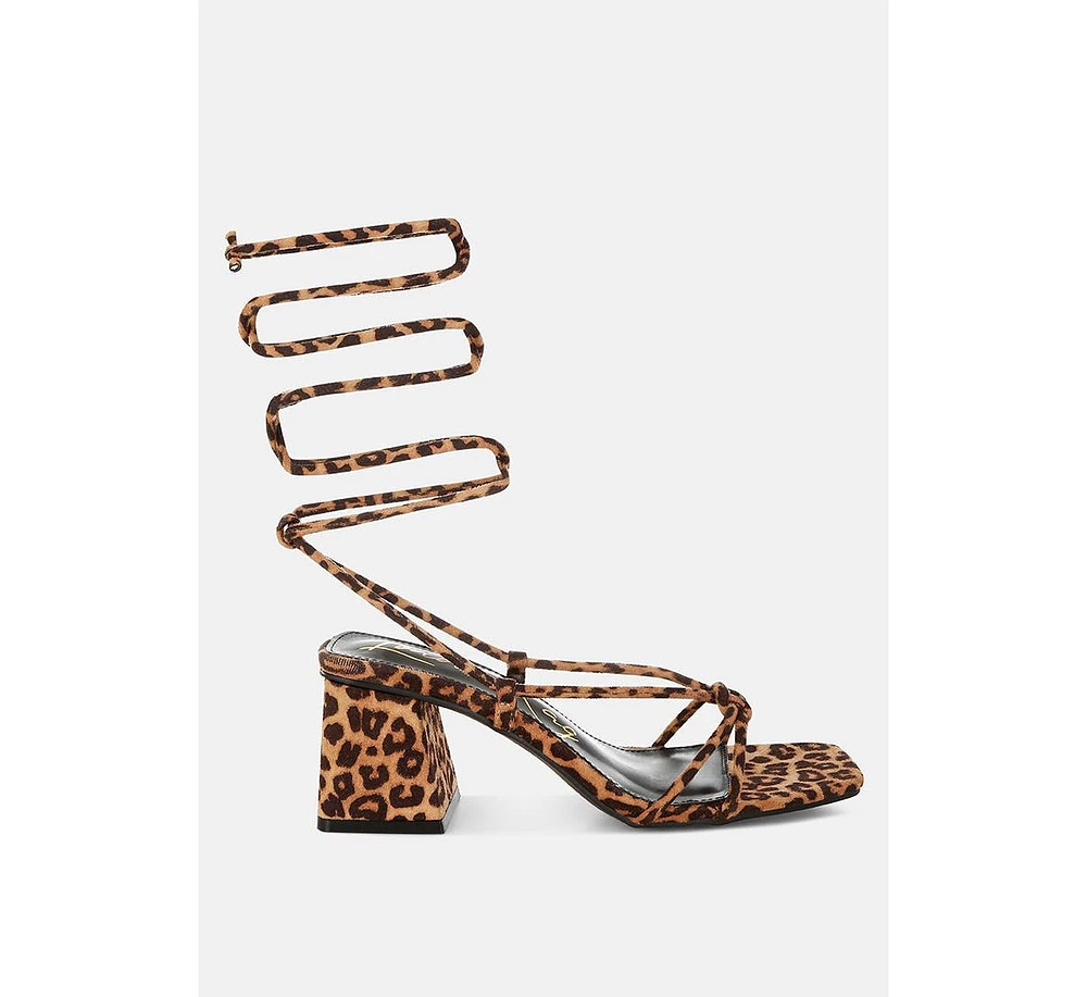 Piani Leopard Print Square Toe Heels