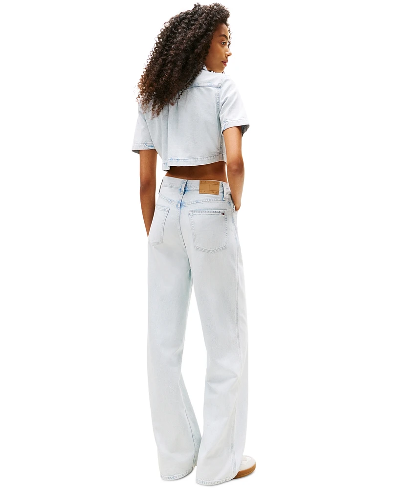 Tommy Jeans Women's Cropped Short-Sleeve Denim Shirt