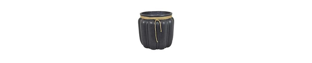 Pumpkin-Shaped Decorative Planter with Textured Rope Accents