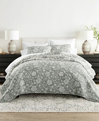 ienjoy Home Textured Floral Reversible 3-Pc. Quilt Set