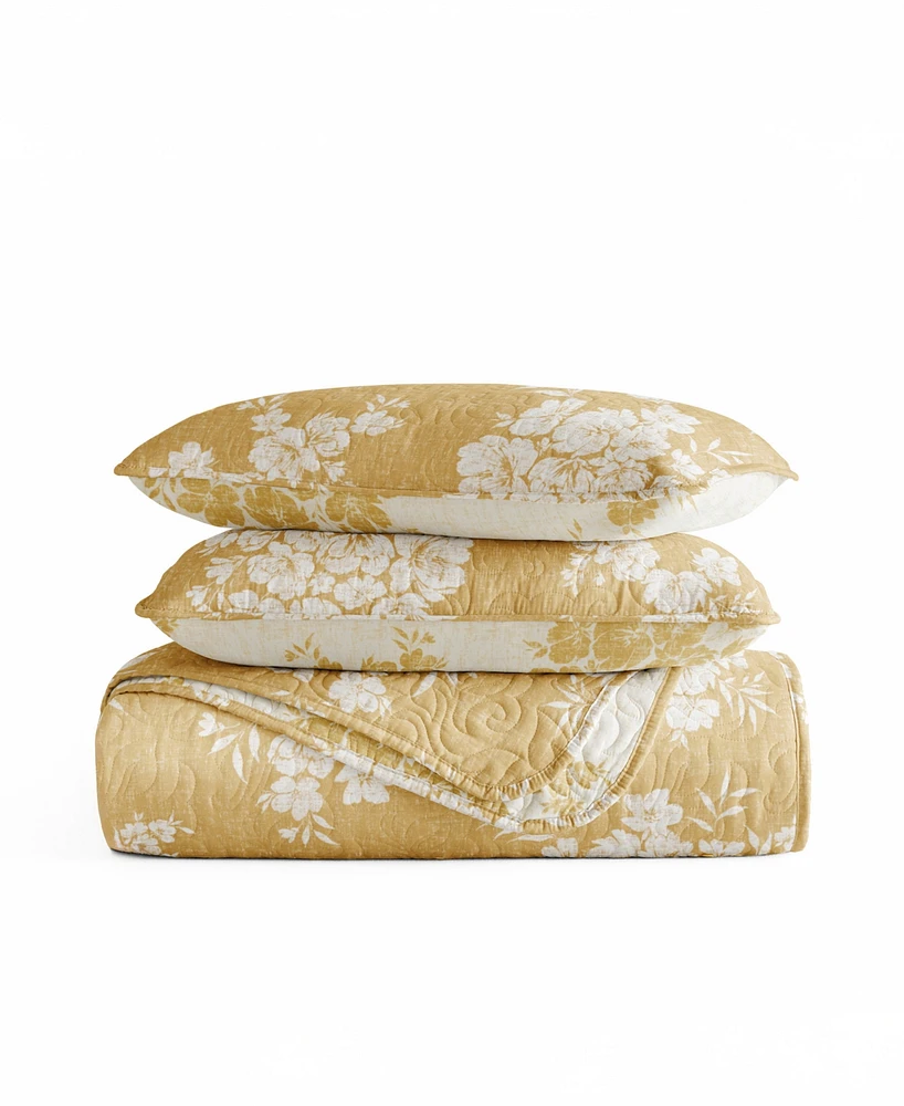 ienjoy Home Distressed Bouquet Reversible 3-Pc. Quilt Set