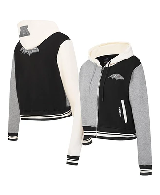 Pro Standard Women's Gray Baltimore Ravens Reverse French Terry Color Block Full-Zip Hoodie Jacket