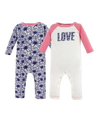 Touched by Nature Baby Girls Organic Cotton Coveralls 2pk Elephant, 12-18 Months
