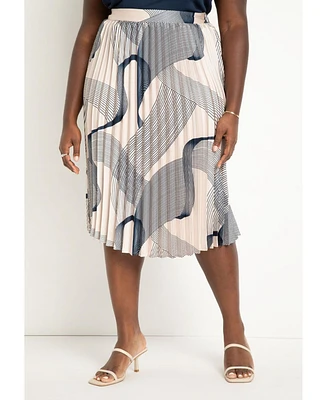 Eloquii Women's Pleated Midi Skirt