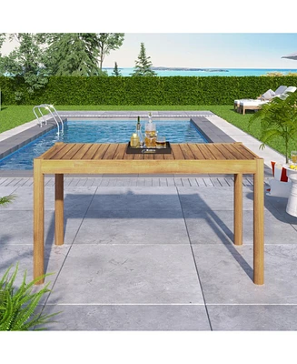 Spacious and Durable Acacia Wood Dining Table for Gatherings and Enjoyable Dining Experiences