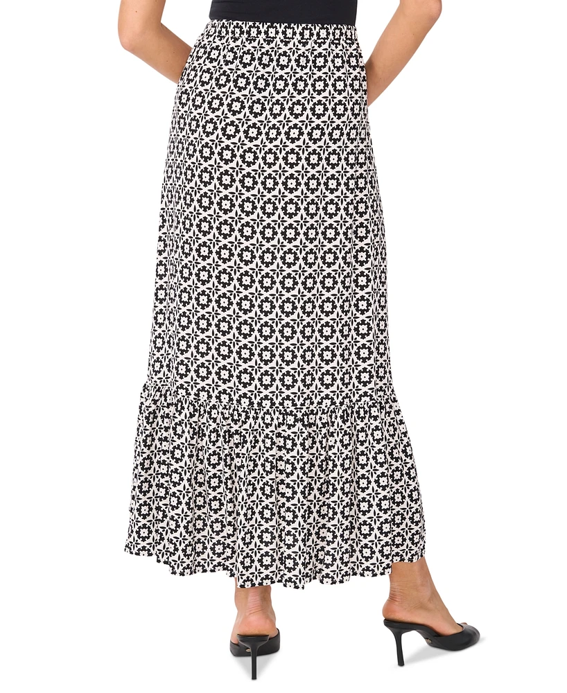 Vince Camuto Women's Printed Ruffled Pull-On Midi Skirt