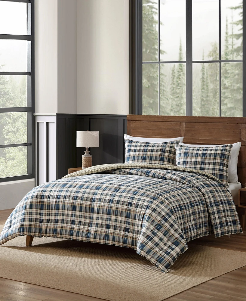 Eddie Bauer Port Gamble Cotton Reversible Piece Duvet Cover Set