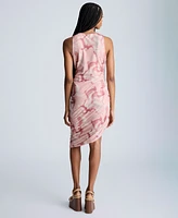 Kenneth Cole Women's Printed Ruched Asymmetrical-Hem Tank Dress