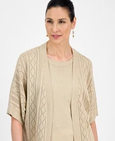Jm Collection Petite Short-Sleeve Shine Cardigan, Exclusively at Macy's