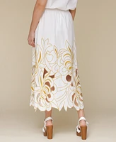 Avec Les Filles Women's Embroidered Midi Skirt