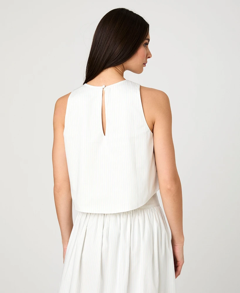 French Connection Women's Cotton Poplin Pinstriped Shell Top