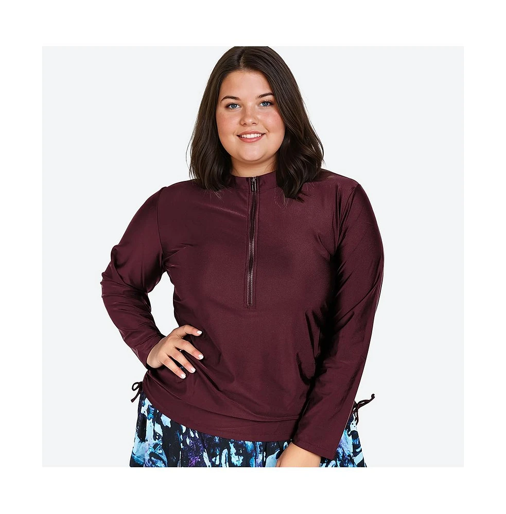 Calypsa Plus Half-Zip Nora Swim Top