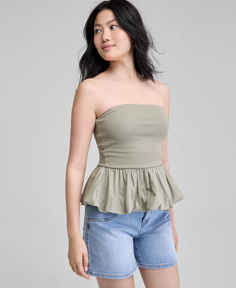 And Now This Women's Cotton Bubble-Hem Strapless Top, Exclusively at Macy's