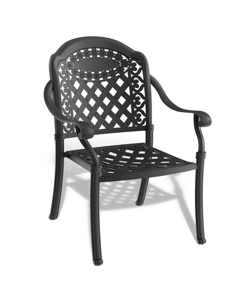 5-pc Cast Aluminum Patio Set, Black Frame, Random Cushions
