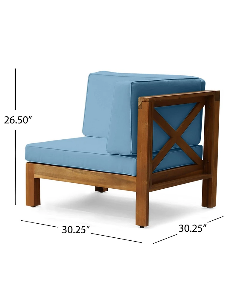 Teak Acacia Wood Outdoor Set, 2 Armchairs & Coffee Table - Blue