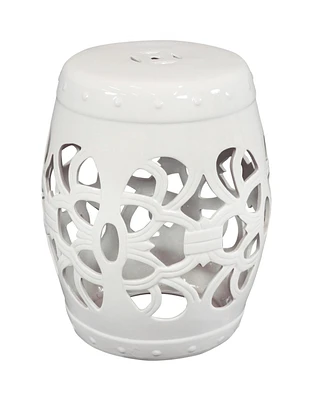 Knotted Quatrefoil Decorative Ceramic Garden Stool - 18" - White