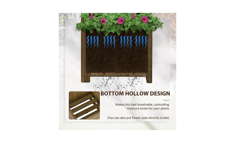 Wooden Planter Shelf with Storage for Flowers and Decor