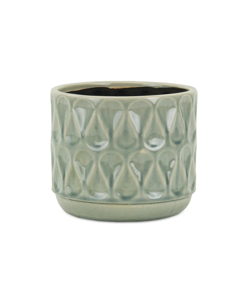 Geometric Ceramic Round Pot Planter – Indoor & Outdoor Decorative Planter