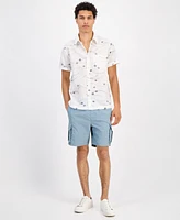 Sun + Stone Men's Damien Short Sleeve Abstract Print Linen Blend Button-Front Shirt, Exclusively at Macy's