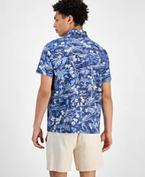 Sun + Stone Men's Marley Short Sleeve Abstract Print Linen Blend Button-Front Shirt, Exclusively at Macy's