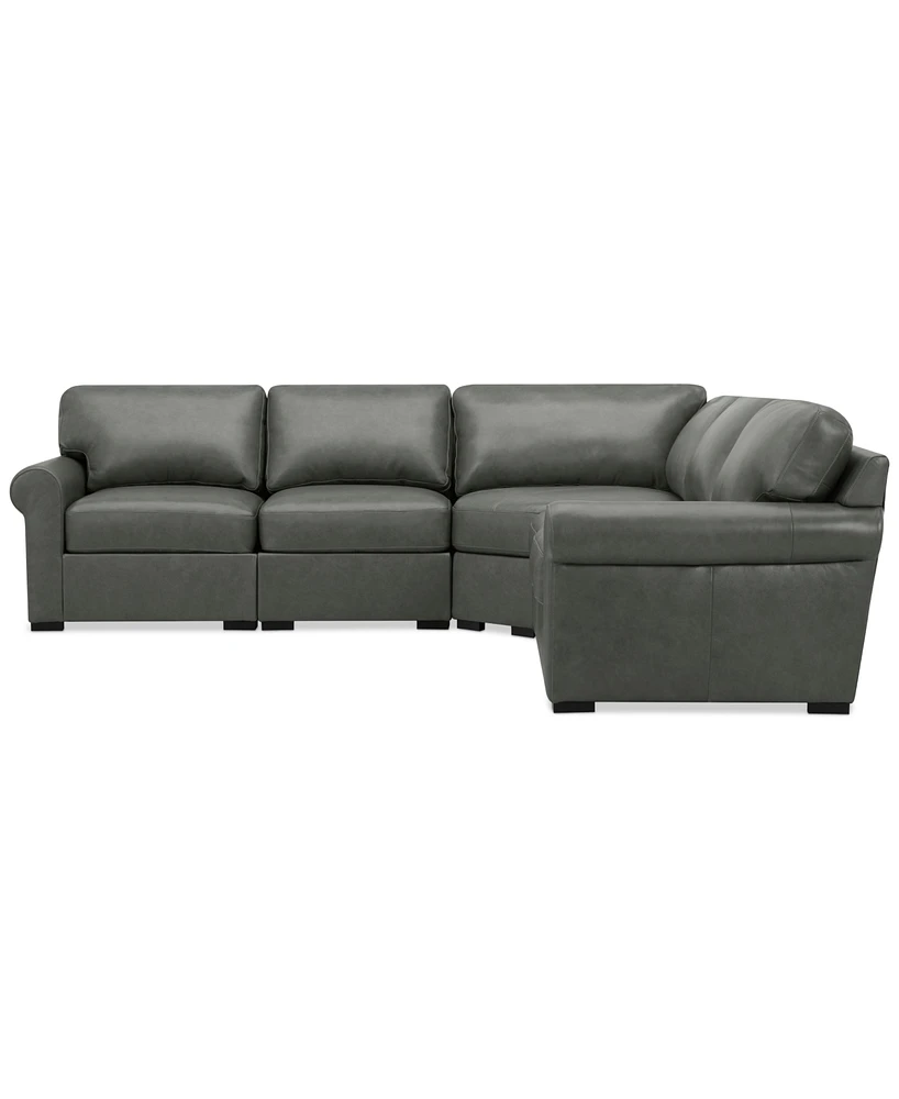 Radley Roll Arm 117" -Pc. Leather Wedge Corner L Sectional