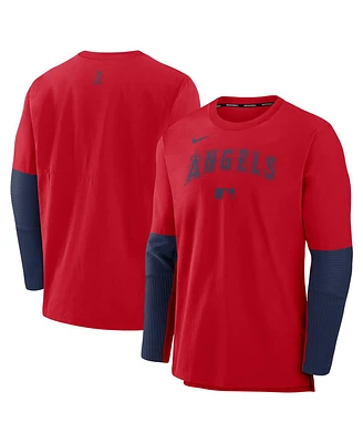 Nike Men's Red/Navy Los Angeles Angels Authentic Collection Player Lightweight Performance Long Sleeve Top