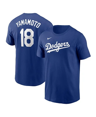 Nike Men's Yoshinobu Yamamoto Royal Los Angeles Dodgers Fuse Name Number T-Shirt