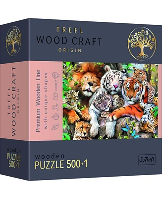 Trefl Wood Craft 501 Piece Wooden Puzzle - Wild Cats in the Jungle