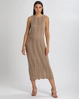 Pietro Brunelli Maternity Maternity Sleeveless Crochet Knit Fitted Maxi Hibiscus Dress