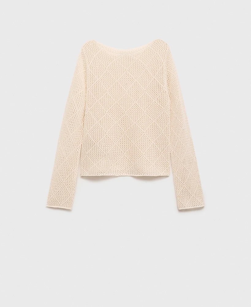 Mango Women's Cotton Openwork Knit Sweater