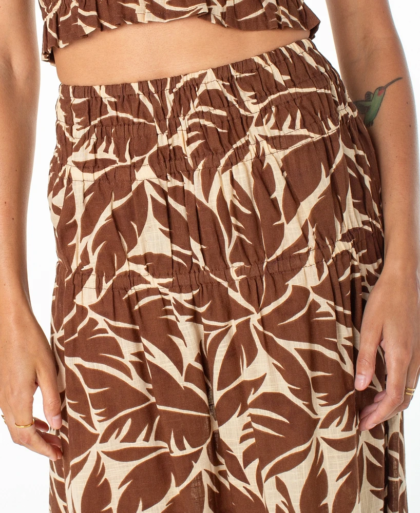 Roxy Juniors' Malia Cotton Printed Tiered Midi Skirt