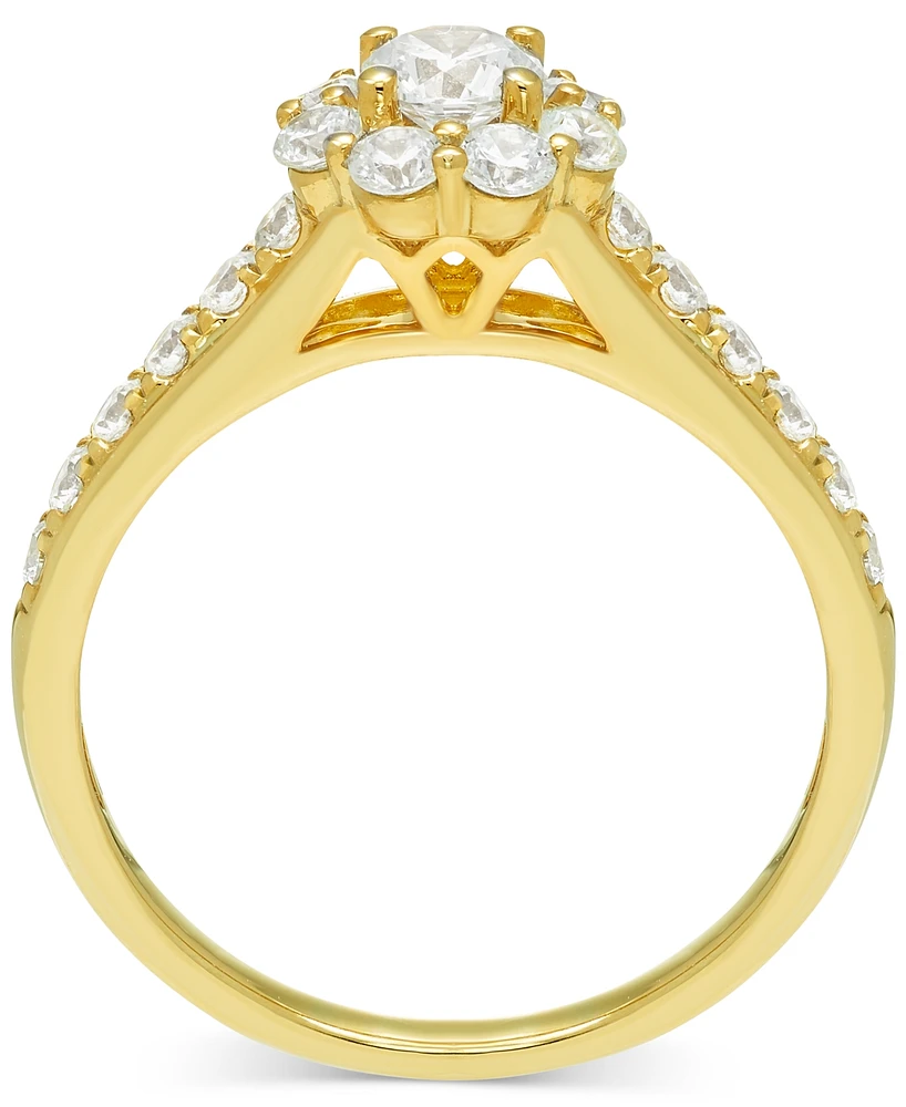 Diamond Halo Engagement Ring (1 ct. t.w.) in 14k Yellow Gold
