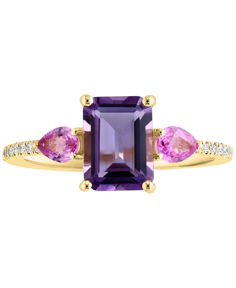 Lali Jewels Multi-Gemstone & Diamond (1/20 ct. t.w.) Ring 14k Yellow Gold