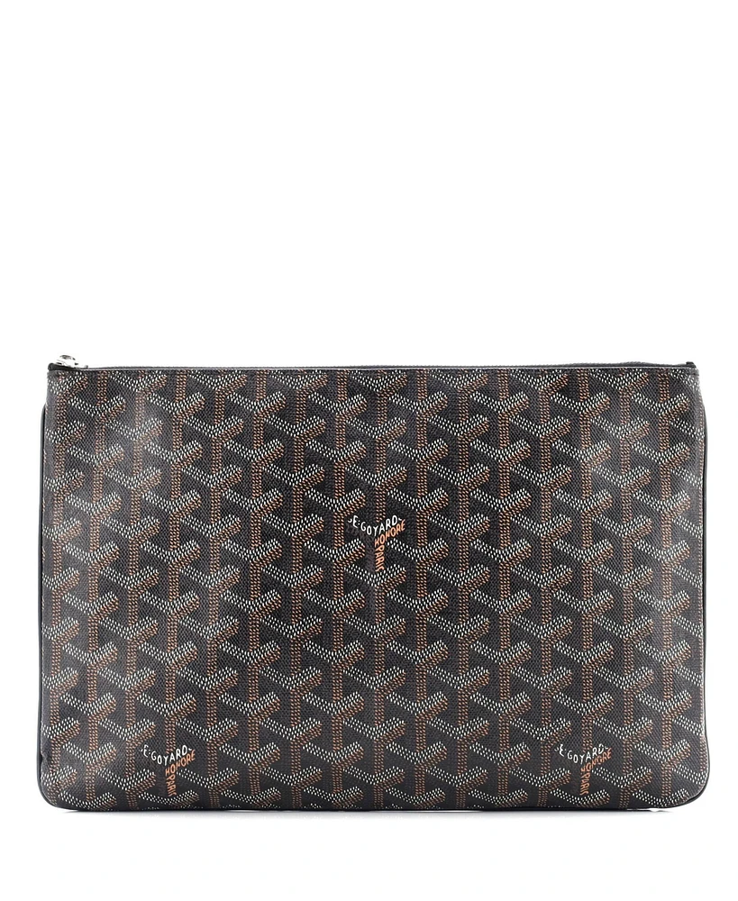 Pre-Owned Goyard Mm Senat Zip Pouch Coated Canvas
