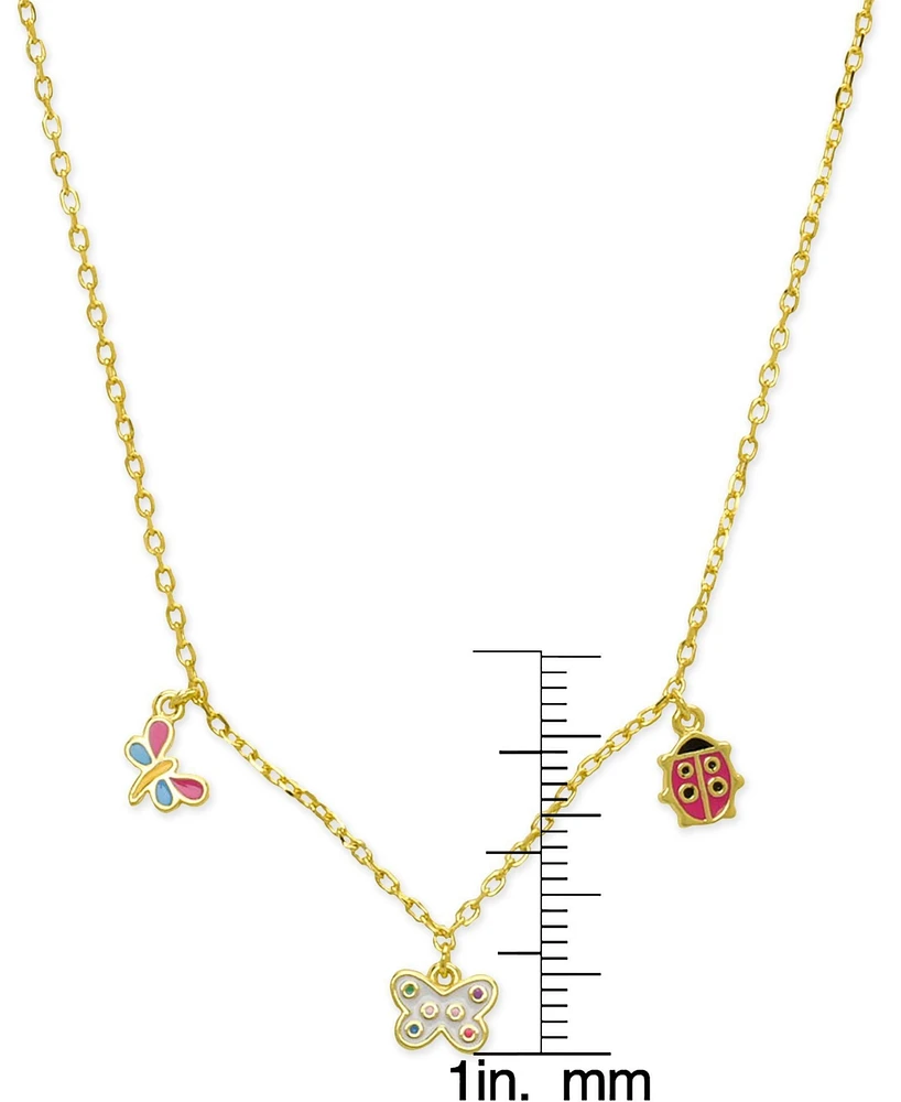 Lily Nily Girls Enamel Multi Charms Necklace in 18K Gold over Sterling Silver