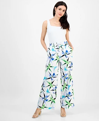I.n.c. International Concepts Petite Linen-Blend High-Rise Wide-Leg Pants, Exclusively at Macy's